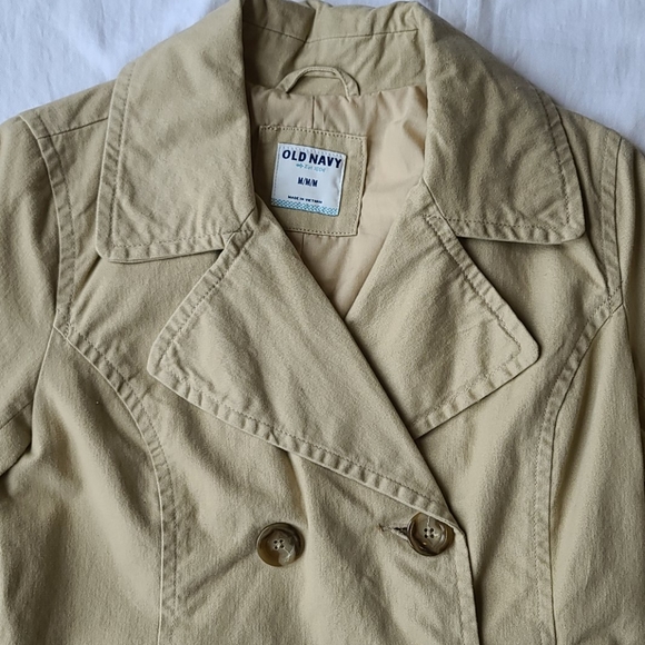 Old Navy khaki tan brown pea coat jacket medium - Picture 2 of 5